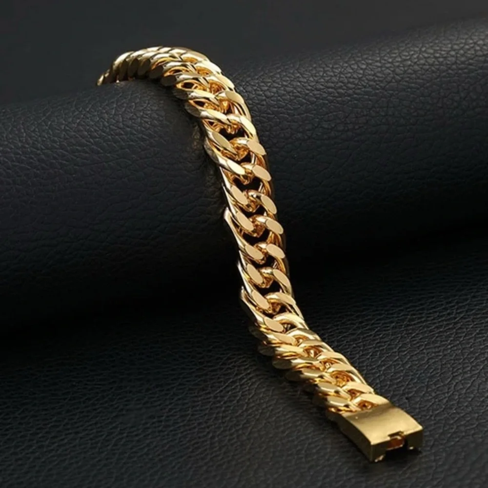 GOLD PLATED CUBAN BRACLET